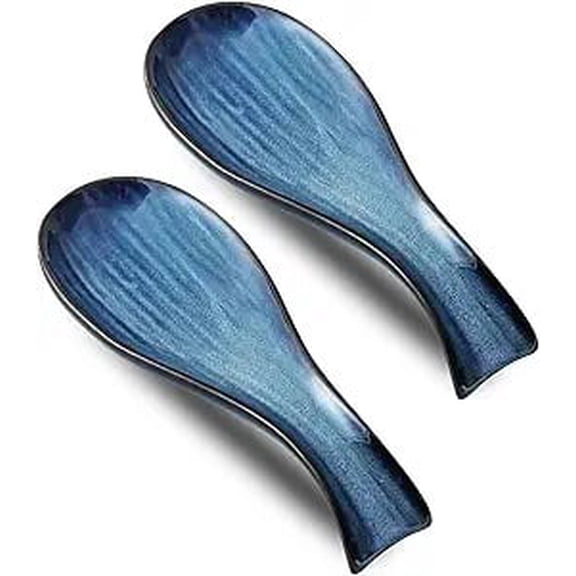 Tikooere Ceramic Large 8.7 Inch for Stove Top Spoon Rest Set of 2 , Blue,