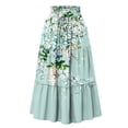 thumbnail image 2 of Women's Floral Print Maxi Skirt, High Waist Drawstring Tiered Flowy Skirt, Lightweight Boho Skirt for Beach, Music Festival and Summer,Green,S, 2 of 7