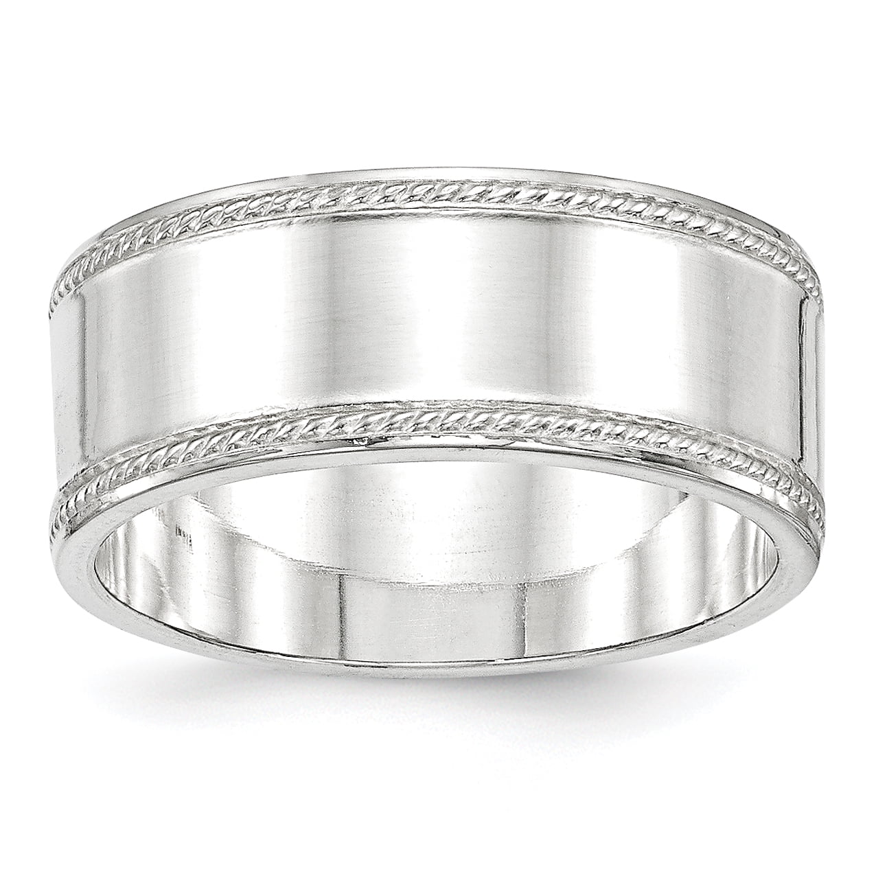925 Sterling Silver 7mm Design Edge Size 5 to 12 Band Ring