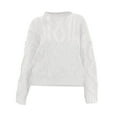 thumbnail image 5 of Womens Cable Knit Sweaters, Oversized Chunky Crewneck Long Sleeve Casual Loose Fitting Fall Trendy Pullover Tops White S, 5 of 5