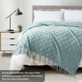 thumbnail image 3 of Bourina Rhombus Throw Blanket,Textured Solid Soft Throws for Sofa or Bed Knitted Decorative 50*70 inches,Aqua for Adults, 3 of 6