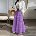 thumbnail image 4 of Women's High Waisted Maxi Skirt Multi Tiered Ruffle Tulle Mesh A-Line Skirt Flowy Lightweight Layered Skirt for Party Club Prom Evening Date Night Elegant Chic Style, 4 of 5