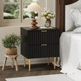 thumbnail image 2 of Nightstand Set of 2,Bedside Table with 2 Storage Drawers,Fluted Side Table with Solid Wood Legs,Mid Century End Table for Living Room,Bedroom,Small Space, 2 of 7