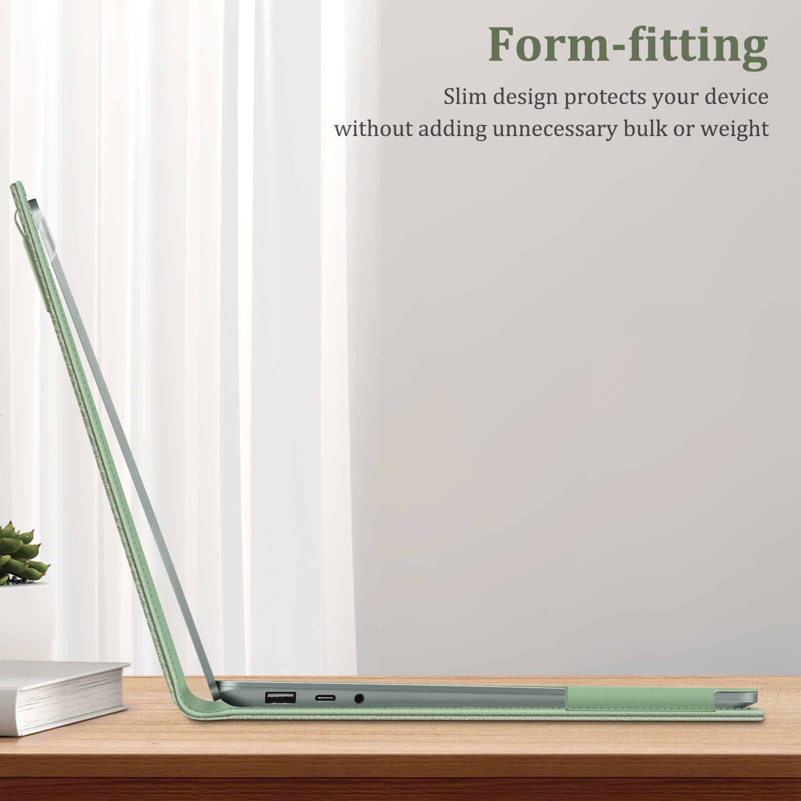 Fintie Case for 13.5 Inch Microsoft Surface Laptop 5/4/3/2 (Model: 1951/1868/1958/1950/1867/1769), Premium PU Leather Sleeve Protective Folio Book Cover with Large Pocket, Sage