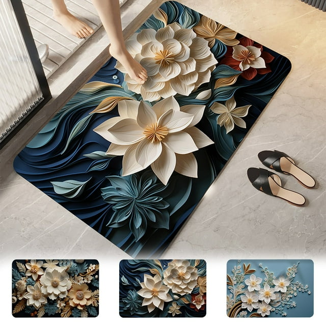 Alfombra de baño de secado rápido - Alfombra antideslizante de diatomita con microfibra absorbente para duchas, bañeras y lavabos