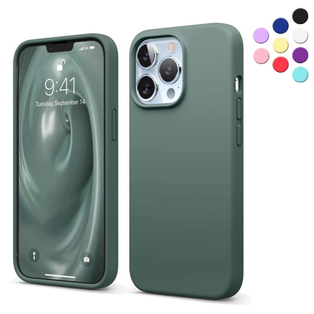 Entronix Funda de Silicona para iPhone 13 Pro, Suave Al Tacto, Antiarañazos y Antigolpes, Color Verde