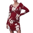 thumbnail image 1 of Moda mujer apretado sexy impresión cuello redondo manga larga vestido largo Fridja  NMB1819, 1 of 1