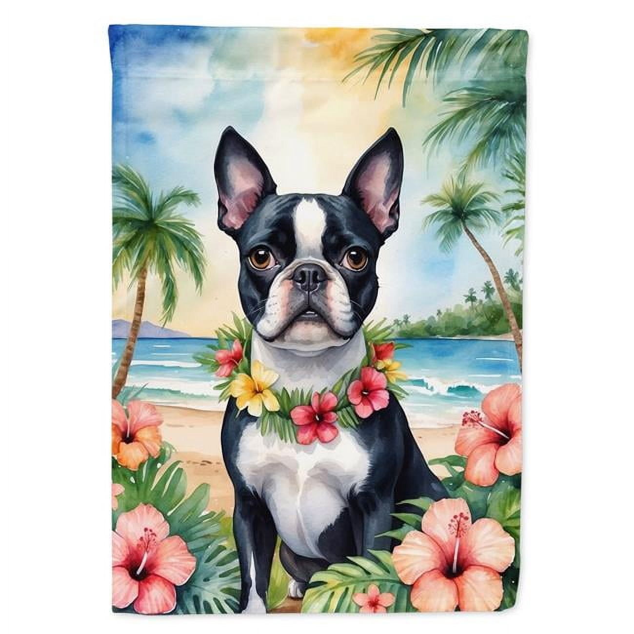 White German Shepherd Luau Garden Flag 11.25 in x 15.5 in
