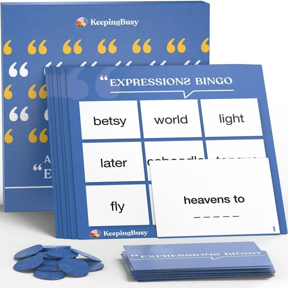Keeping Busy Expressions Bingo for Dementia Patients Activities for Seniors Cards, Chips & 6 Boards