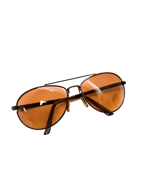 HD Vision -Aviators Sunglasses Euro-Style Reduces Glare UV Protec Optical Lenses Mens- Bronze Single