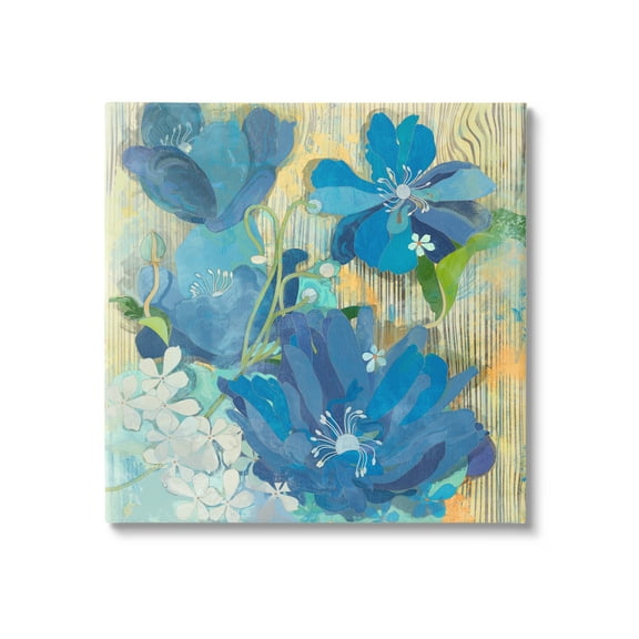 Stupell Modern Blue Geraniums Patterned Botanical & Floral Painting Gallery Wrapped Canvas Print Wall Art