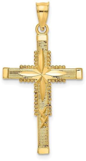 14k Yellow Gold Textured Cross Pendant K8589