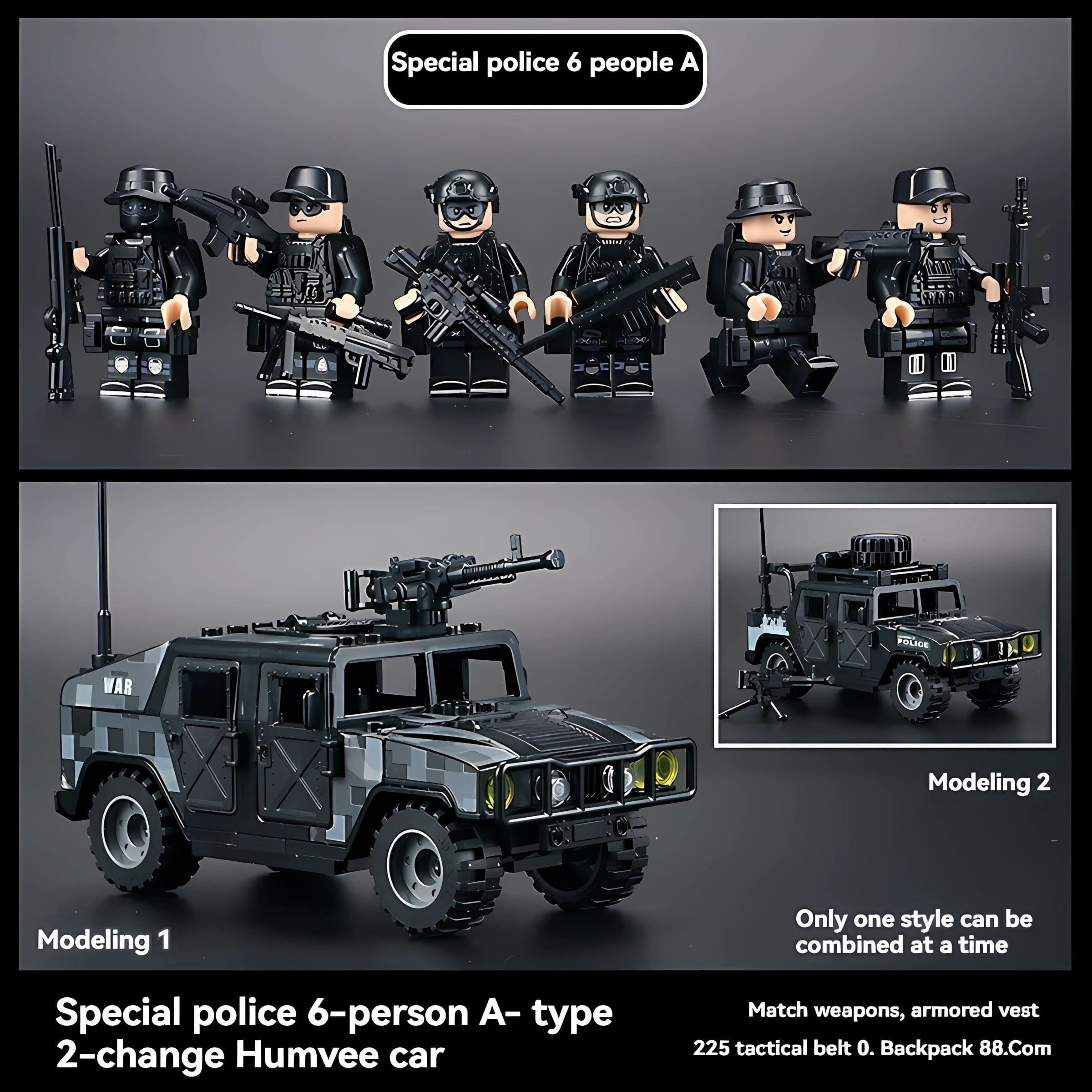 QPAZ Military Building Block Set - Desert Special Forces Ghost Soldier with Humvee, Creative Assembly Toy for Kids
