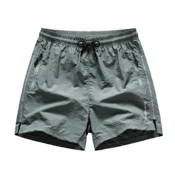 Pantalones cortos deportivos europeos de color liso con costuras laterales para hombre - Elásticos, transpirables y de secado rápido, 3/4 de largo