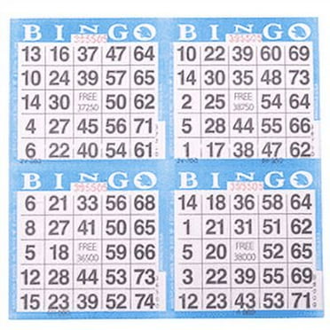 American Games Bingo Paper Game Cards - 4 cards - Blue - 750 cards per pack, Made in USA