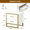 thumbnail image 3 of Dextrus Modern Nightstand End Side Table with 2 Drawers and Metal Frame for Bedroom Living Room, White and Gold, 3 of 11