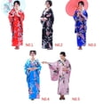 thumbnail image 4 of Jumpingount Kimono largo de satén japonés para mujer y niña, Yukata, foto, disfraz de Cosplay Disfraces de disfraces rojo, 4 of 6