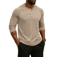thumbnail image 4 of Fabrcox Men's Henley Shirt Raglan V Neck Men's 3/4 Sleeve T-Shirts Solid Color Jersey Gym Athletic Casual Basic Pullover Shirt XXL, 4 of 7