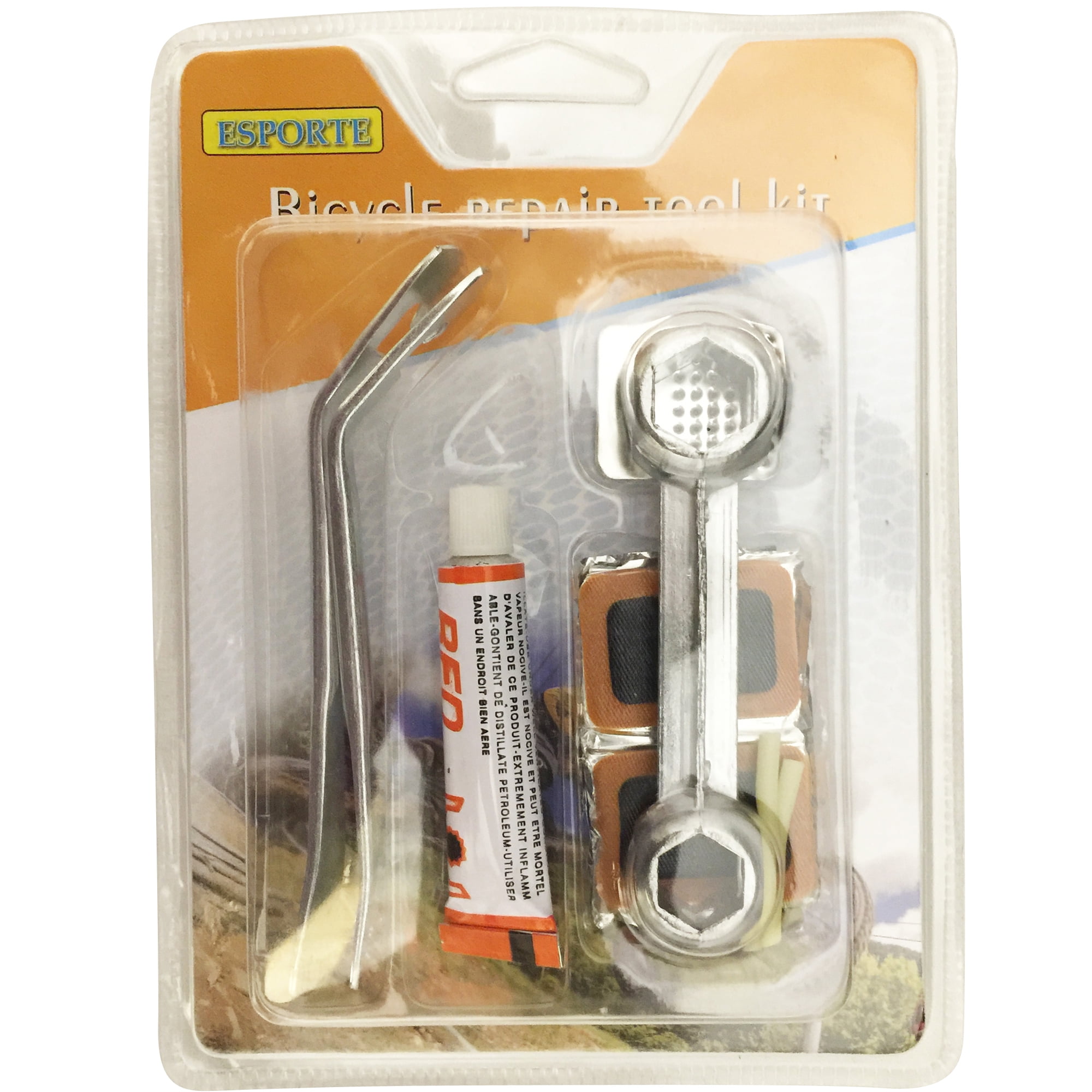 Bicycle Repair Tool Kit with Glue and Patches for Tires
