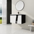 thumbnail image 6 of 32" Floating Wall-Mounted Bathroom Vanity with Single Sink & Soft-Close Cabinet Door, White +Black, 6 of 11