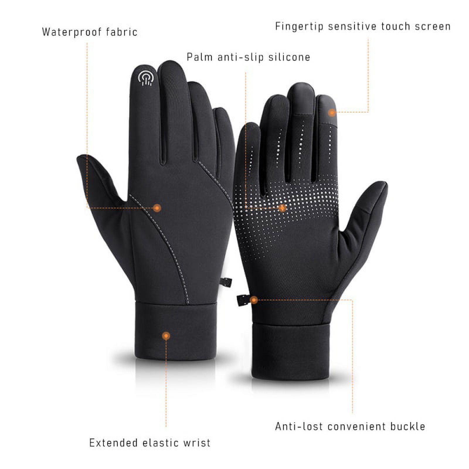 Men's Winter Thermal Motorcycle Gloves – Touchscreen, Waterproof, Fleece/Nylon, CE Level 1, Slip-On