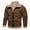 Khaki, variant on Fesfesfes Men Casual Plush Jacket Keep Warm Thicken Long Sleeve Shirt Turndown Jacket Zipper Patchwork Coats Under $10