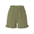 thumbnail image 6 of YMNXA Women's Summer Shorts Elastic Waisted Solid Color Straight Leg Ruffles Comfortable Fashion Shorts For Daily Wear,Green,S, 6 of 7