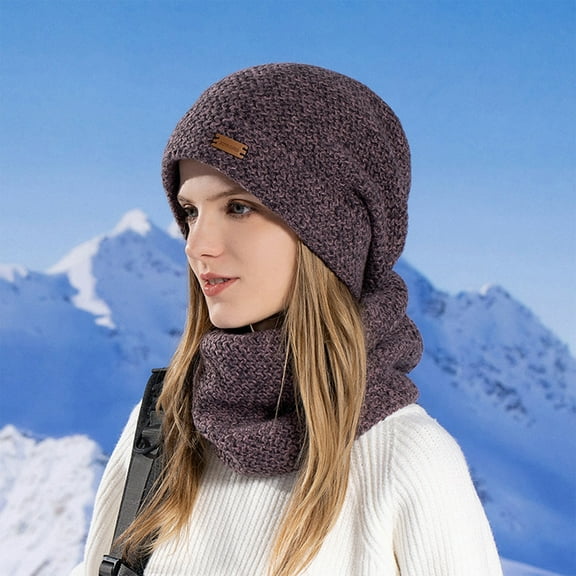 Winter Women's Knit Beanie Hat & Scarf Set, Fashion Warm Headwear Neck Warmer for Women
