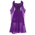 thumbnail image 4 of Clothing Gothic Off Shoulder Camisole Bandage Mesh Sheer A-Line Party Dress-Purple-S, 4 of 7