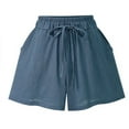 thumbnail image 1 of zanvin Shorts d'Été pour Femme à Taille Élastique à Jambes Larges, Imitation Coton et Lin Uni, TTTG, 1 of 4