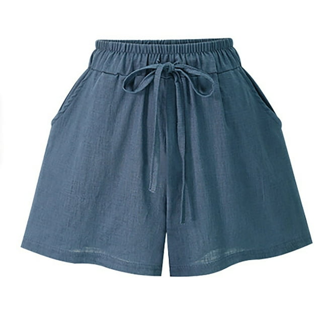 zanvin Shorts d'Été pour Femme à Taille Élastique à Jambes Larges, Imitation Coton et Lin Uni, TTTG
