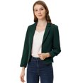 thumbnail image 2 of INSPIRE CHIC Chaqueta abierta de la chaqueta del traje de la cosecha del trabajo de la oficina del frente de las mujeres Verde-Sólido XL, 2 of 6