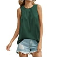 thumbnail image 1 of Timegard Tank Top for Women Summer Round Neck Sleeveless Lightweight Ruched Casual Solid Color Tee Top, 1 of 3