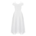 thumbnail image 2 of inhzoy Girls Junior Cold Shoulder V Neck Wedding Bridesmaid Dress Formal Party Evening Gowns White 14, 2 of 5