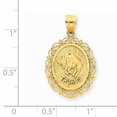 thumbnail image 2 of Beautiful 14k Solid Satin Polished Taurus Zodiac Oval Pendant, 2 of 2