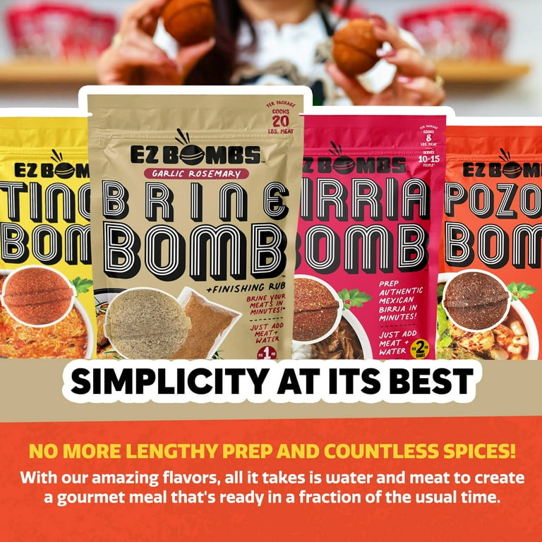 EZ Bombs Garlic Rosemary Brine Bomb Kit with Finishing Rub for