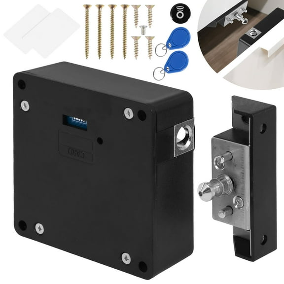 Hidden Electronic Cabinet Lock Safe DIY RFID Drawer Lock Cupboard Drawer Locker Concealed Security Lock Battery Operated Invisible Cabinet Lock for Furniture Drawer Cabinet