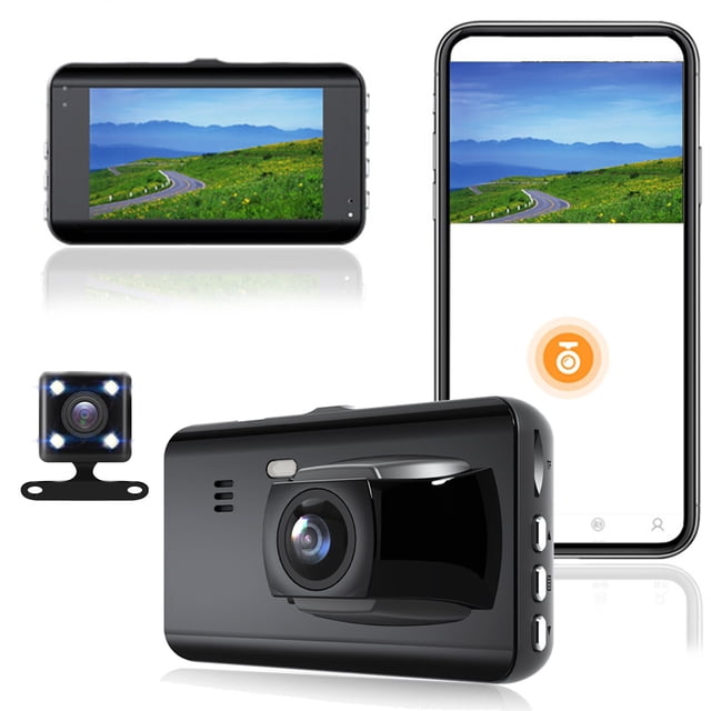 Auto Parts Qwtwty 3-inch Dash Cam with WiFi 1296P FHD Car Driving Recorder Front And RearTwo Lens Car Cameras Infrared Night Vision/G Sensor/Loop Recording/ Parking Monitoring on Clearance