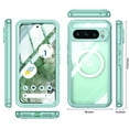 thumbnail image 3 of Allytechgroup Google Pixel 9 Pro XL Magnetic Case with Build in Screen Protector, Clear TPU PC Hard Shell Shockproof Anti-Yellow Compatible with Magsafe Phone Case for Google Pixel 9 Pro XL, Green, 3 of 5
