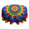 thumbnail image 4 of Colorful Tie Dye Floral Mandala Round Tablecloth 60"x60",Wrinkle Wipeable Table Cloth for Kitchen Dining Room Picnic Patio Party, 4 of 6