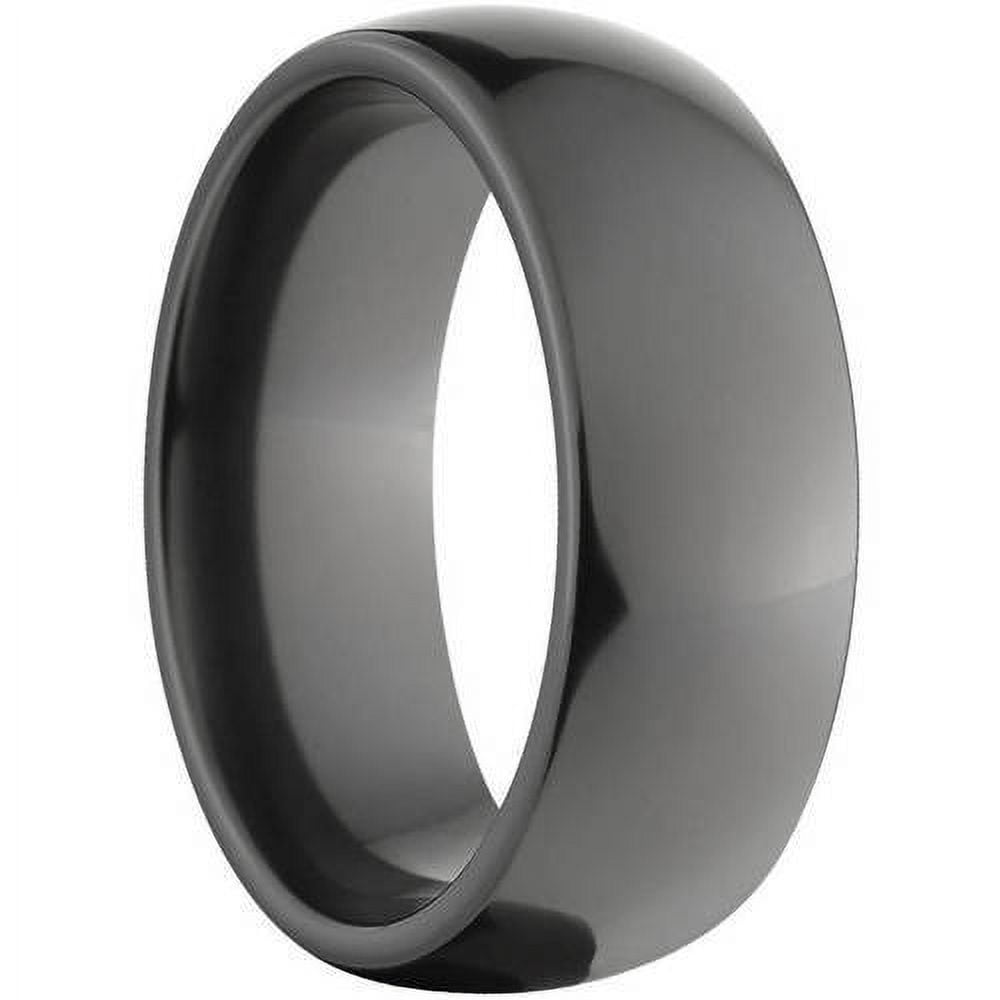 8mm Half-Round Black Zirconium Ring with a High-Polished Finish