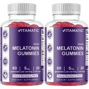 2 Pack Vitamatic Melatonin Gummies for Kids & Adults - (2.5mg 5mg & 10mg Doses) - 60 Vegan Gummies - Natural Sleep Aid Supplement (Total 120 Gummies)
