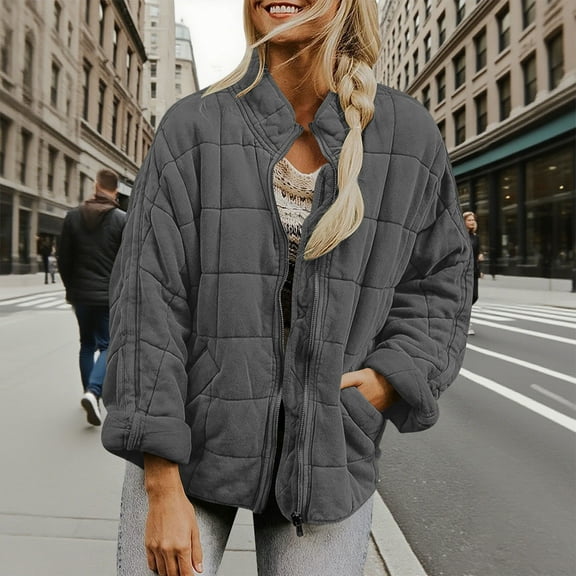 Black*Friday Sale ChaoHeng Puffer Coats for Women with Hood Women's New Solid Color Long Sleeve Puffer Jacket,Oversized Faux Fur Hooded Coat with Zip Pockets