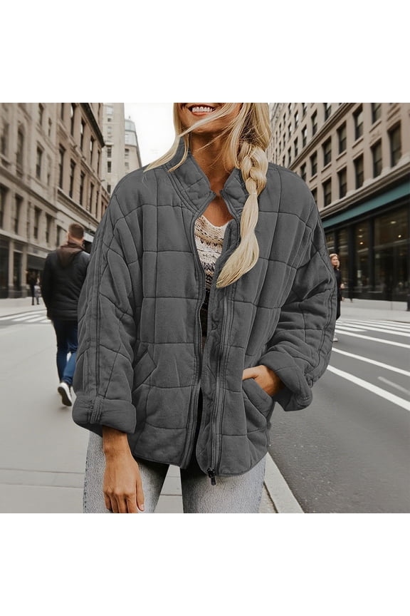 Womens Lightweight Jackets Warm Winter Coats Quilted Puffer Long Sleeve Jackets for Ladies