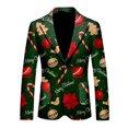 thumbnail image 2 of FAOWME Men's Christmas Suit Jacket Long Sleeved Lapel Buttons Xmas Printed Loose Fashion Comfortable Coats Tops For Casual Daily Wear Green L, 2 of 3