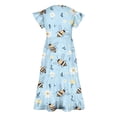 thumbnail image 4 of Fatuov Kids Round Neck Sundress Comfy Dress for School Short Sleeve Floral Print Summer Fashion Pleated Flowy Beach Dress with Pocket, 4 of 4