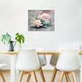 thumbnail image 3 of Zen Floral Canvas Wall Art Pink Water Lily Flower with Green Leaf Plant and Dragonfly Wall Art for Living Room,Nature Botanical Framed Wall Art Bedroom Bathroom Wall Decor,12L x 16W inches, 3 of 6