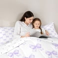thumbnail image 4 of Erosebridal Girls Purple Bow Bedding Comforter Set 7-Piece,Kawaii Ribbon Bowtie King Bedding Sets for Kids Teens,Lightweight Room Decor, 4 of 6