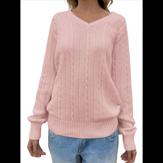 Suéteres Clásicos de Punto Cable para Mujer, Suaves, Informales, de Negocios y A , para Otoño. Rosa M