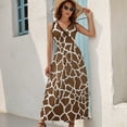 thumbnail image 5 of Giraffe Print Dress Summer Street Style Bohemia Long Dresses Female Sleeveless Printed Maxi Dress, 5 of 9